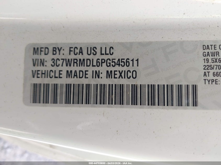 2023 Ram 5500 Chassis Tradesman/Slt VIN: 3C7WRMDL6PG545611 Lot: 44783650