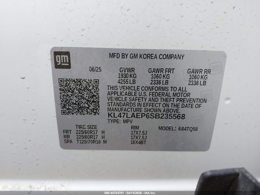 2025 Buick Envista Preferred Fwd VIN: KL47LAEP6SB235568 Lot: 44783791