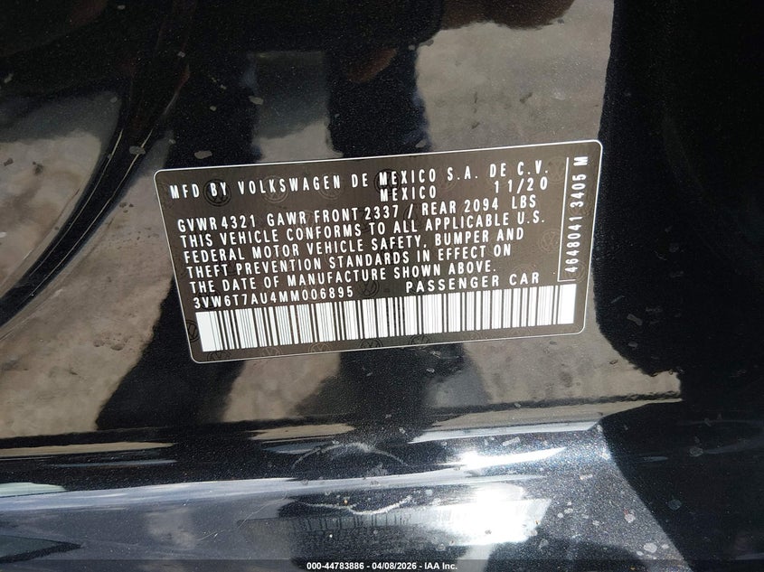 2021 Volkswagen Golf Gti 2.0T Autobahn/2.0T S/2.0T Se VIN: 3VW6T7AU4MM006895 Lot: 44783886