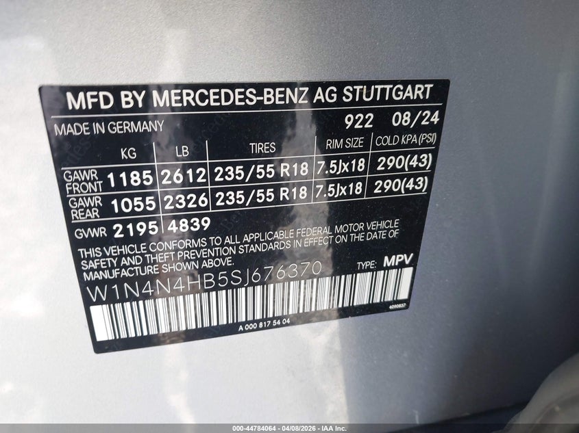 2025 Mercedes-Benz Gla 250 4Matic VIN: W1N4N4HB5SJ676370 Lot: 44784064
