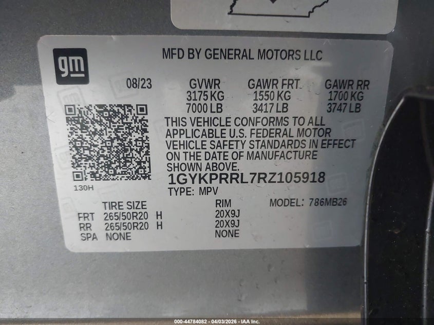 2024 Cadillac Lyriq Luxury W/1Sd VIN: 1GYKPRRL7RZ105918 Lot: 44784082