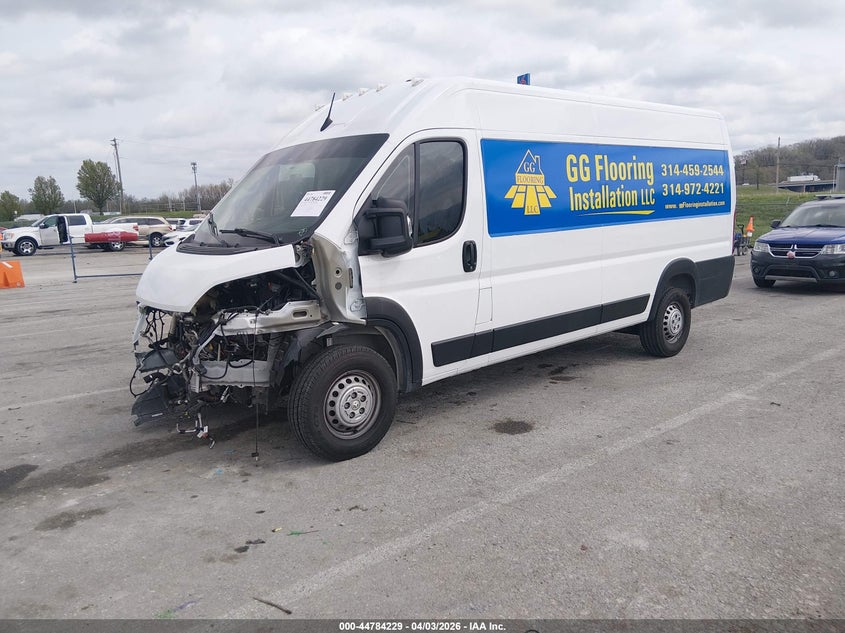 Vin: 3c6mrvjgxre105916, lot: 45281487, ram promaster 3500 cargo van tradesman high roof 159 wb ext w/pass seat 20242