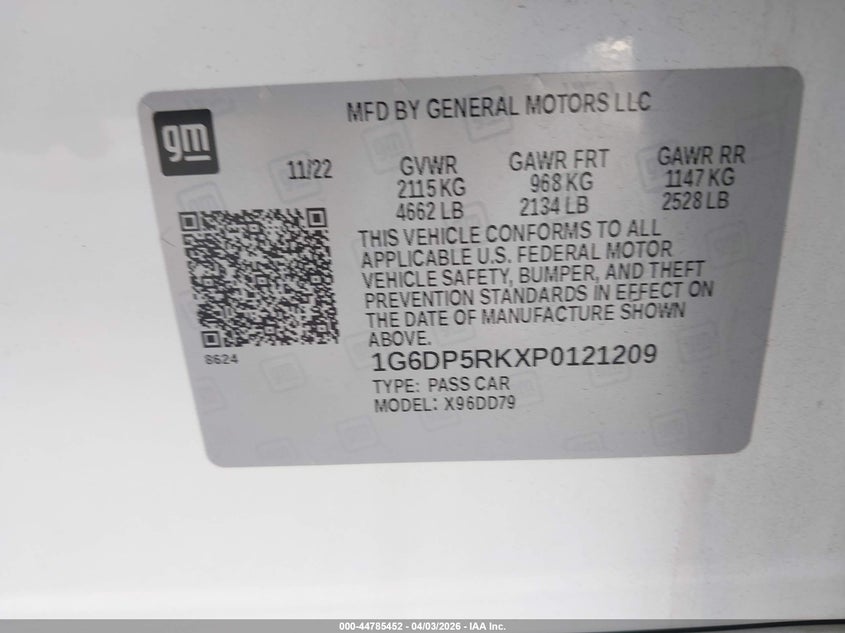 2023 Cadillac Ct5 Sport VIN: 1G6DP5RKXP0121209 Lot: 44785452