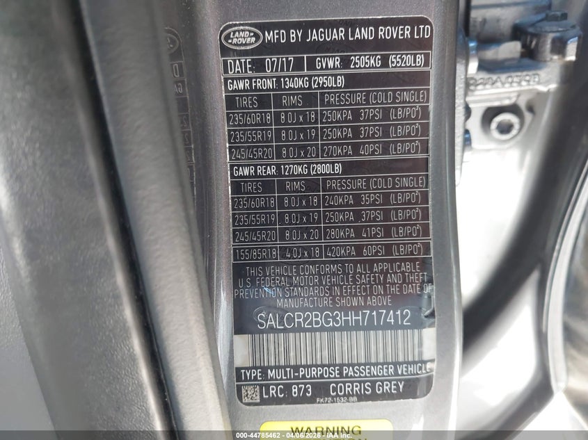 2017 Land Rover Discovery Sport Hse VIN: SALCR2BG3HH717412 Lot: 44785462