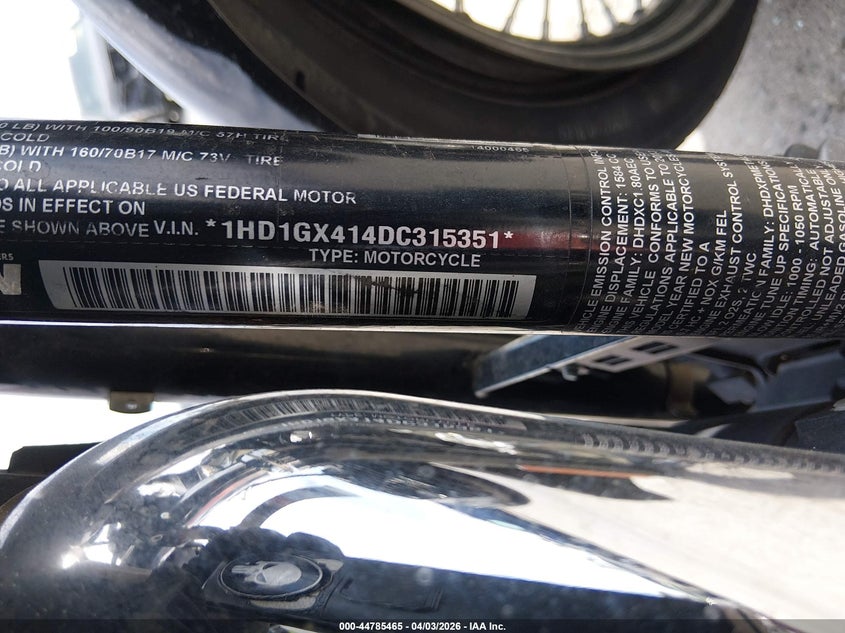 2013 Harley-Davidson Fxdb Dyna Street Bob VIN: 1HD1GX414DC315351 Lot: 44785465