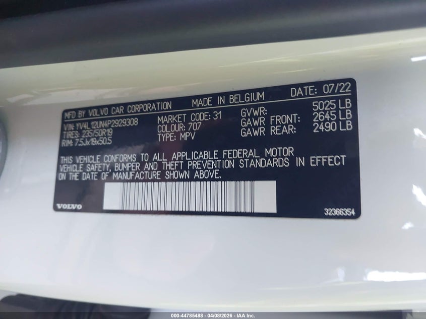 2023 Volvo Xc40 B5 Plus Bright Theme VIN: YV4L12UN4P2929308 Lot: 44785488