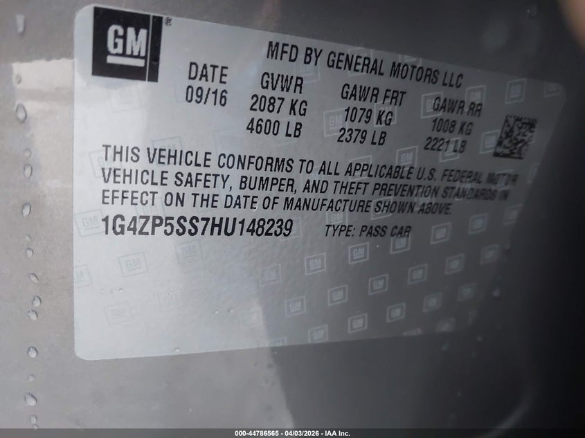 2017 Buick Lacrosse Essence VIN: 1G4ZP5SS7HU148239 Lot: 44786565