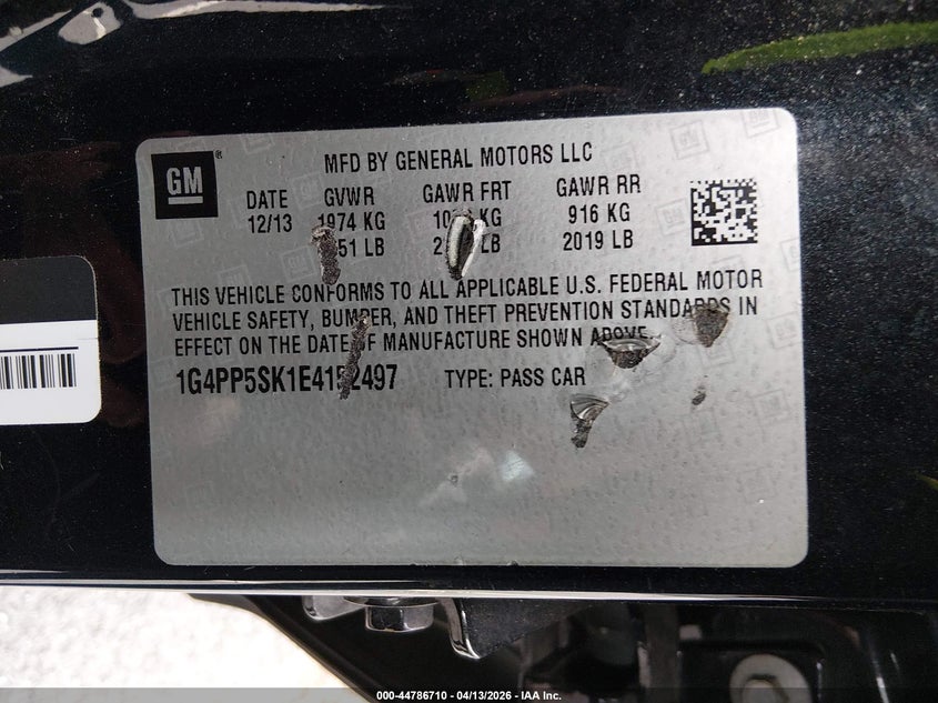 2014 Buick Verano VIN: 1G4PP5SK1E4152497 Lot: 44786710