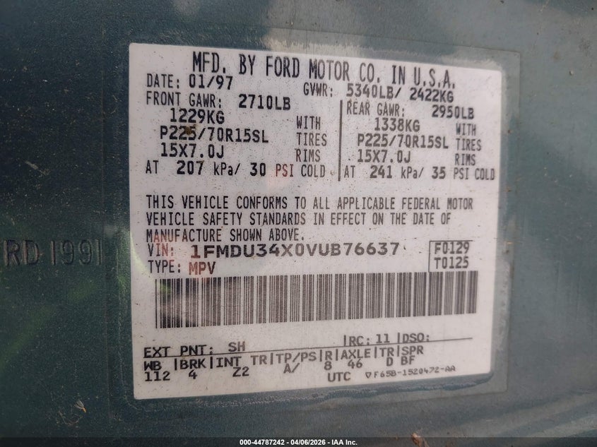 1997 Ford Explorer VIN: LOT-1-44787242 Lot: 44787242