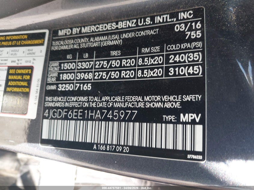2017 Mercedes-Benz Gls 450 4Matic VIN: 4JGDF6EE1HA745977 Lot: 44787581