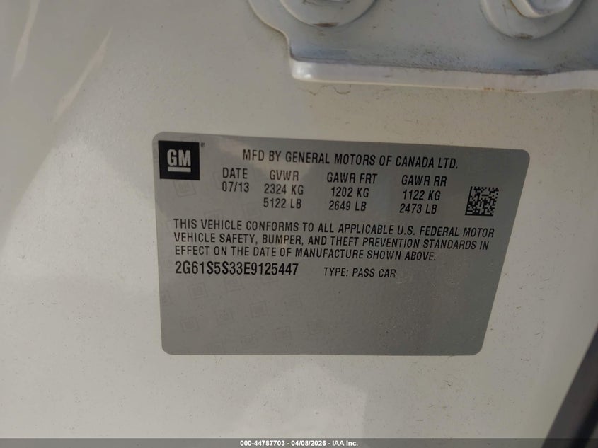 2014 Cadillac Xts Platinum VIN: 2G61S5S33E9125447 Lot: 44787703