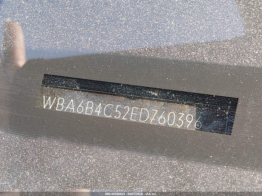 2014 BMW 650I Gran Coupe xDrive VIN: WBA6B4C52ED760396 Lot: 44788433