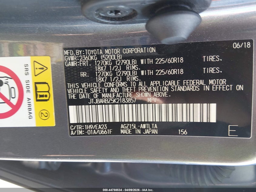 2019 Lexus Nx 300 VIN: JTJBARBZ5K2183857 Lot: 44788534