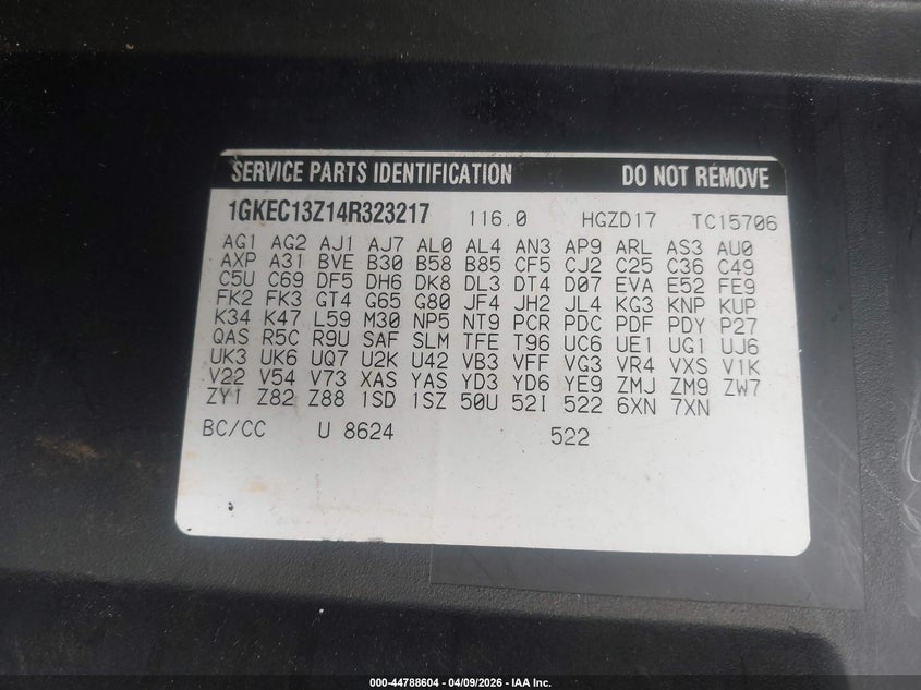 2004 GMC Yukon Slt VIN: 1GKEC13Z14R323217 Lot: 44788604