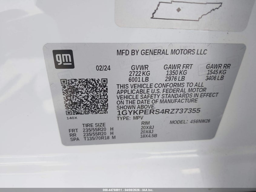 2024 Cadillac Xt6 Fwd Premium Luxury VIN: 1GYKPERS4RZ737355 Lot: 44788911