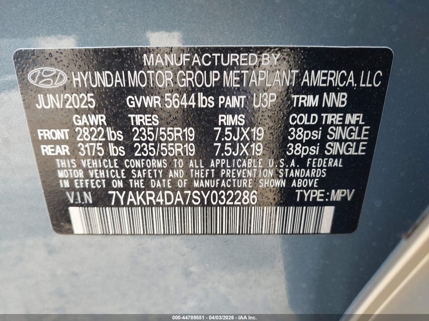 2025 Hyundai Ioniq 5 Limited VIN: 7YAKR4DA7SY032286 Lot: 44789551