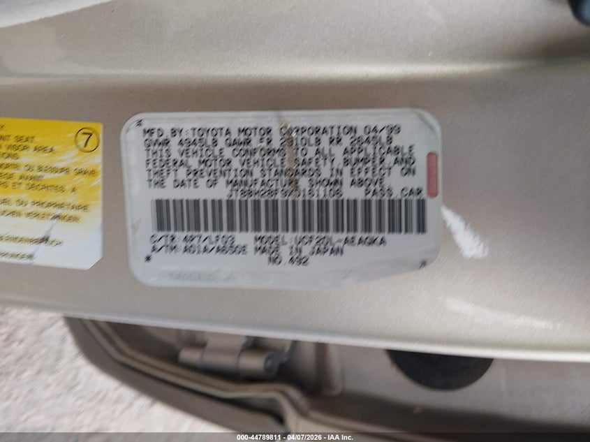 1999 Lexus Ls 400 VIN: JT8BH28F9X0161106 Lot: 44789811