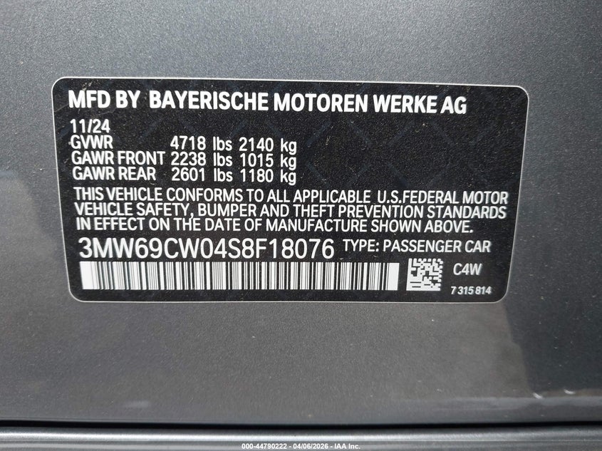 2025 BMW 3ER SEDAN 2.0L I-4 DI, DOHC, VVT, TURBO, 255HP
