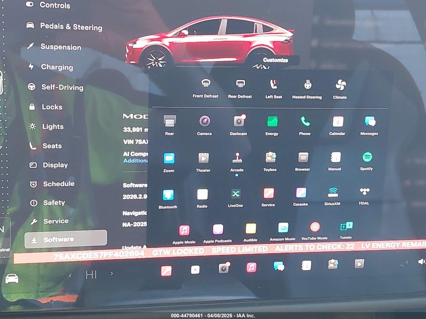 2023 Tesla Model X Dual Motor All-Wheel Drive/Standard Range VIN: 7SAXCDE57PF402694 Lot: 44790461