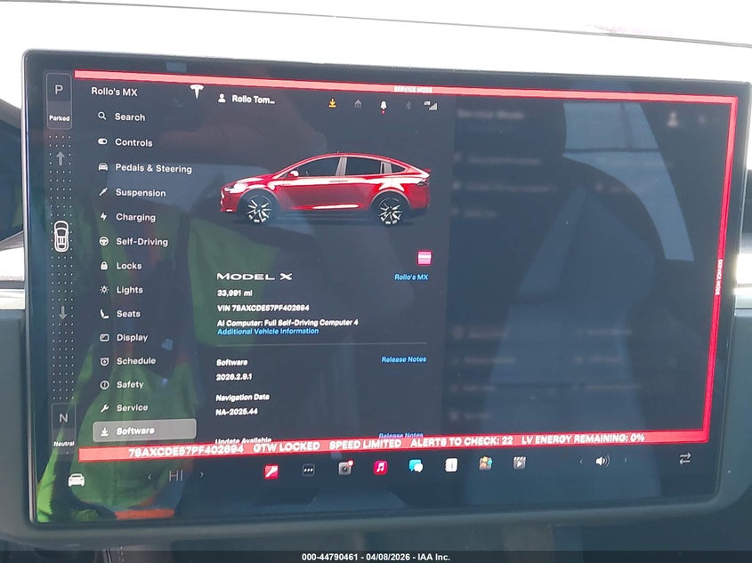 2023 Tesla Model X Dual Motor All-Wheel Drive/Standard Range VIN: 7SAXCDE57PF402694 Lot: 44790461