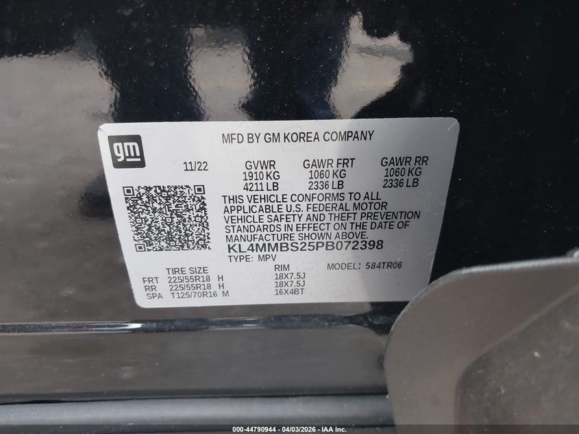 BUICK ENCORE GX 2023 VIN KL4MMBS25PB072398