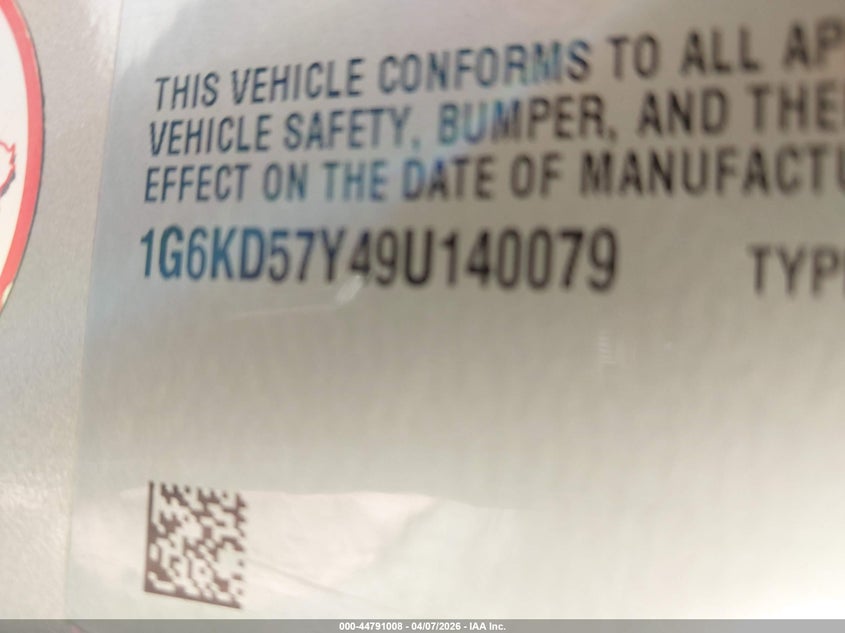 2009 Cadillac Dts 1Sa VIN: 1G6KD57Y49U140079 Lot: 44791008