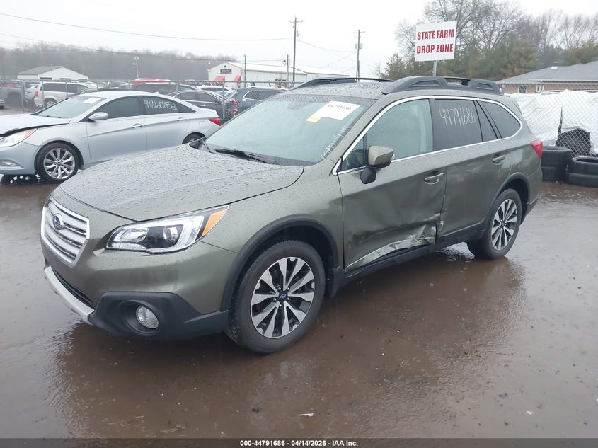 Vin: 4s4bsanc6f3300222, lot: 45288944, subaru outback 2.5i limited 20152