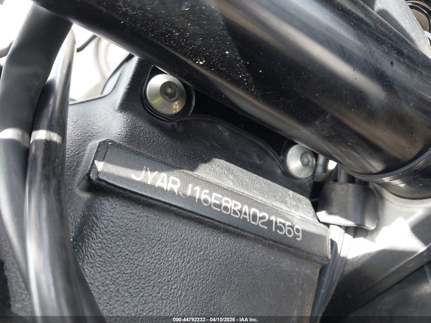 2011 Yamaha Yzfr6 VIN: JYARJ16E8BA021569 Lot: 44792232