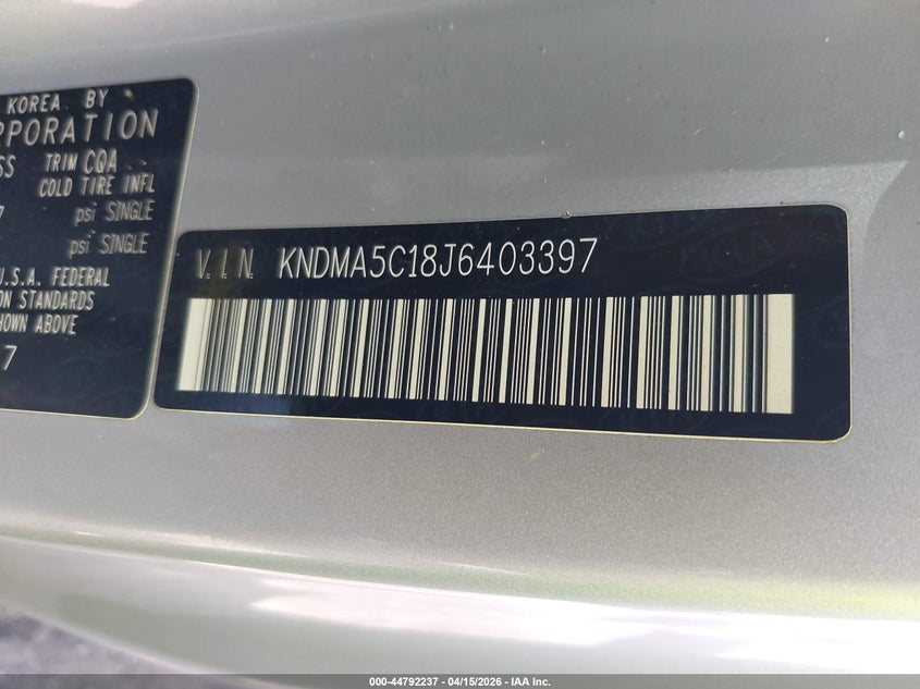 2018 Kia Sedona L VIN: KNDMA5C18J6403397 Lot: 44792237