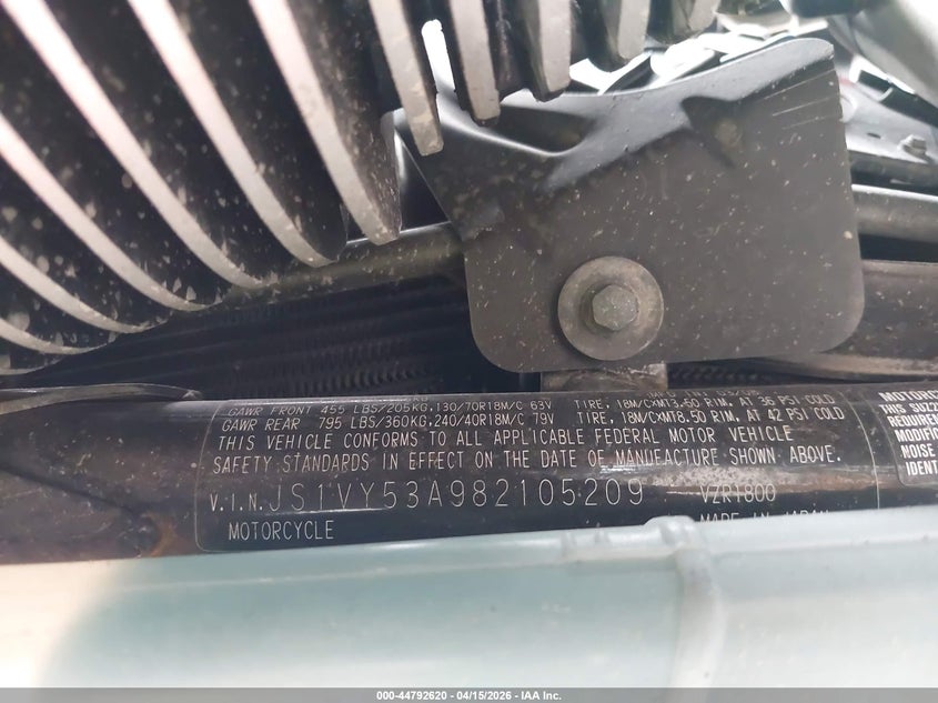 2008 Suzuki Vzr1800 VIN: JS1VY53A982105209 Lot: 44792620