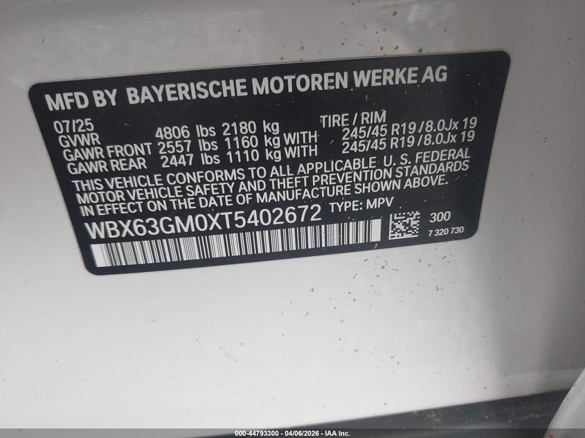 2026 BMW X2 xDrive28I VIN: WBX63GM0XT5402672 Lot: 44793300