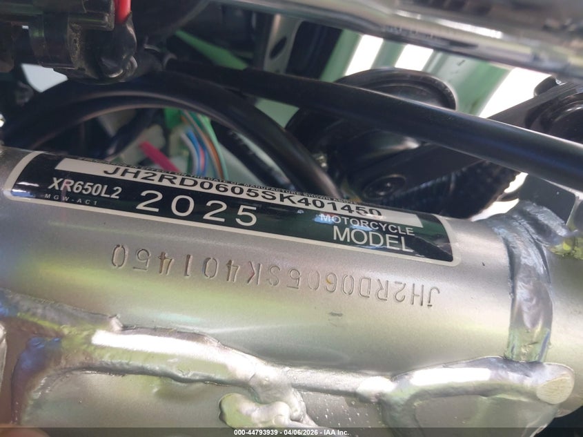 2025 Honda Xr650 L VIN: JH2RD0605SK401450 Lot: 44793939