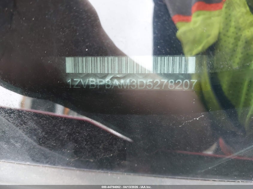 2013 Ford Mustang V6 VIN: 1ZVBP8AM3D5278207 Lot: 44794062