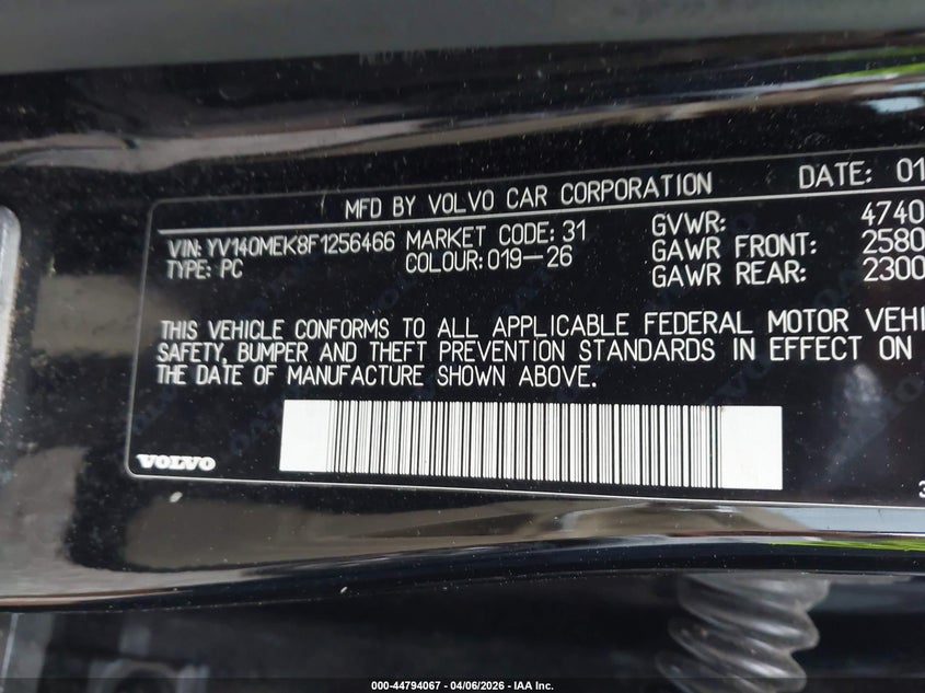 2015 Volvo V60 T5 Premier VIN: YV140MEK8F1256466 Lot: 44794067