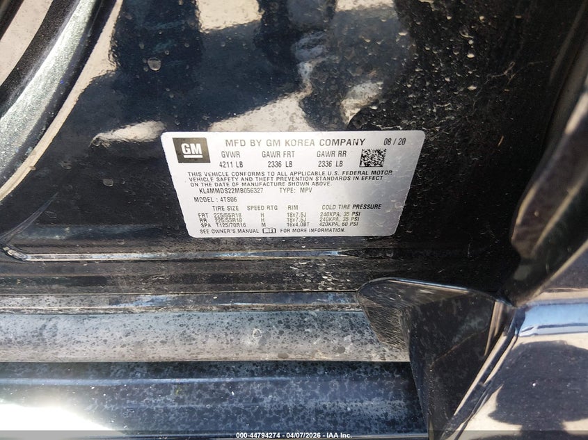 2021 Buick Encore Gx Fwd Select VIN: KL4MMDS22MB056327 Lot: 44794274