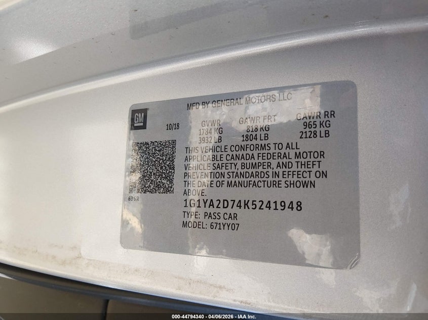 2016 Chevrolet Corvette Stingray Z51 VIN: 1G1YG2D79G5121195 Lot: 44794340