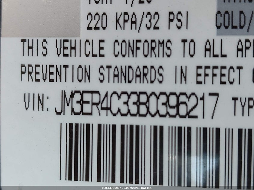 2011 Mazda Cx-7 S Touring VIN: JM3ER4C33B0396217 Lot: 44795907