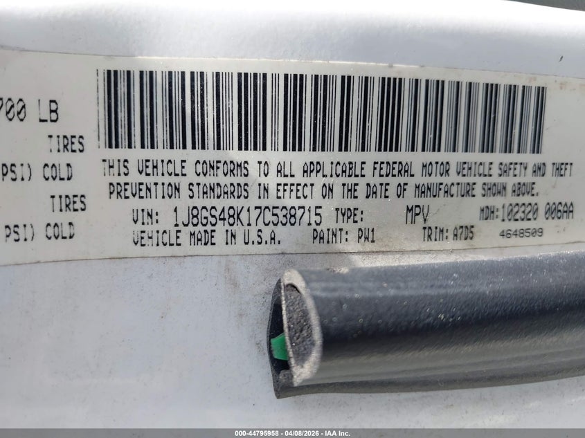 2007 Jeep Grand Cherokee Laredo VIN: 1J8GS48K17C538715 Lot: 44795958