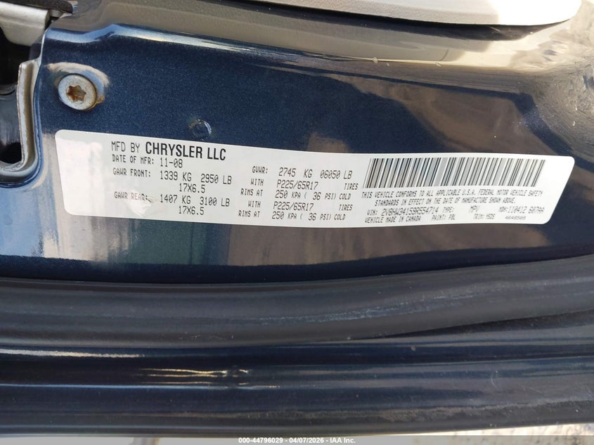 2009 Volkswagen Routan Se VIN: 2V8HW34159R554714 Lot: 44796029