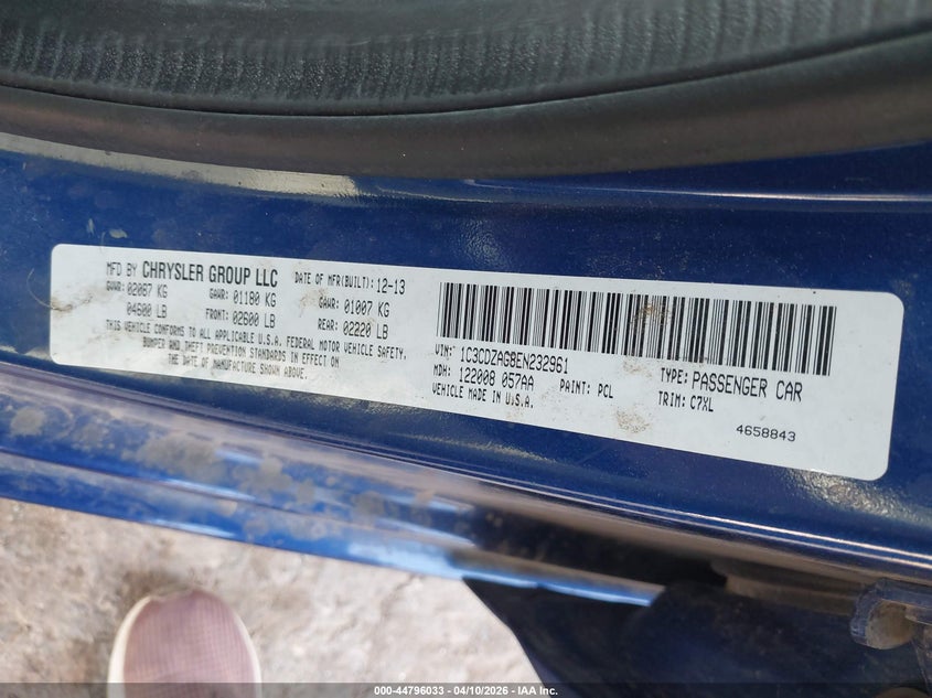 2014 Dodge Avenger Se VIN: 1C3CDZAG8EN232961 Lot: 44796033