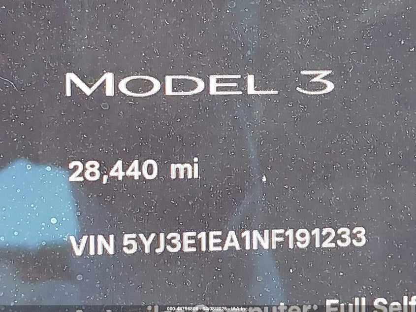 5YJ3E1EA1NF191233 2022 Tesla Model 3 Rear-Wheel Drive grey