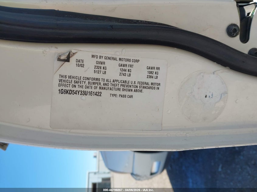 2003 Cadillac Deville Standard VIN: 1G6KD54Y33U161422 Lot: 44796867