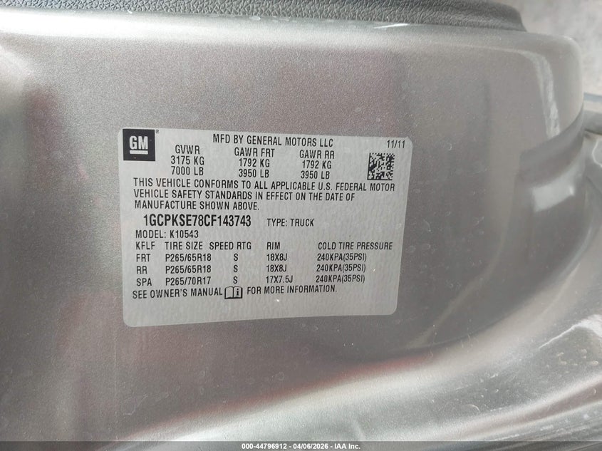 2012 CHEVROLET SILVERADO TRUCK 5.3L V-8 VVT, 315HP