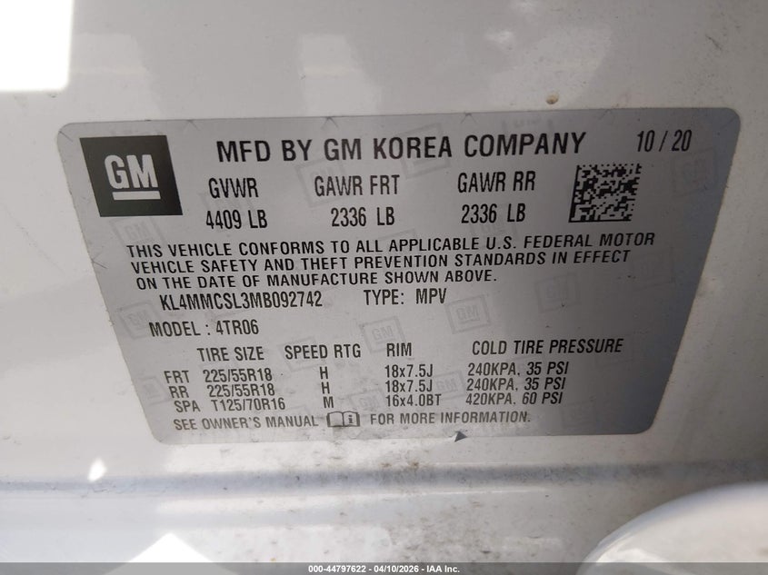 2021 Buick Encore Gx Awd Preferred VIN: KL4MMCSL3MB092742 Lot: 44797622