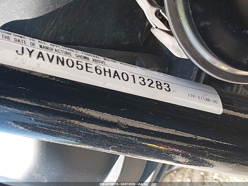 2017 Yamaha Xvs950 Cu/Cuc VIN: JYAVN05E6HA013283 Lot: 44798015