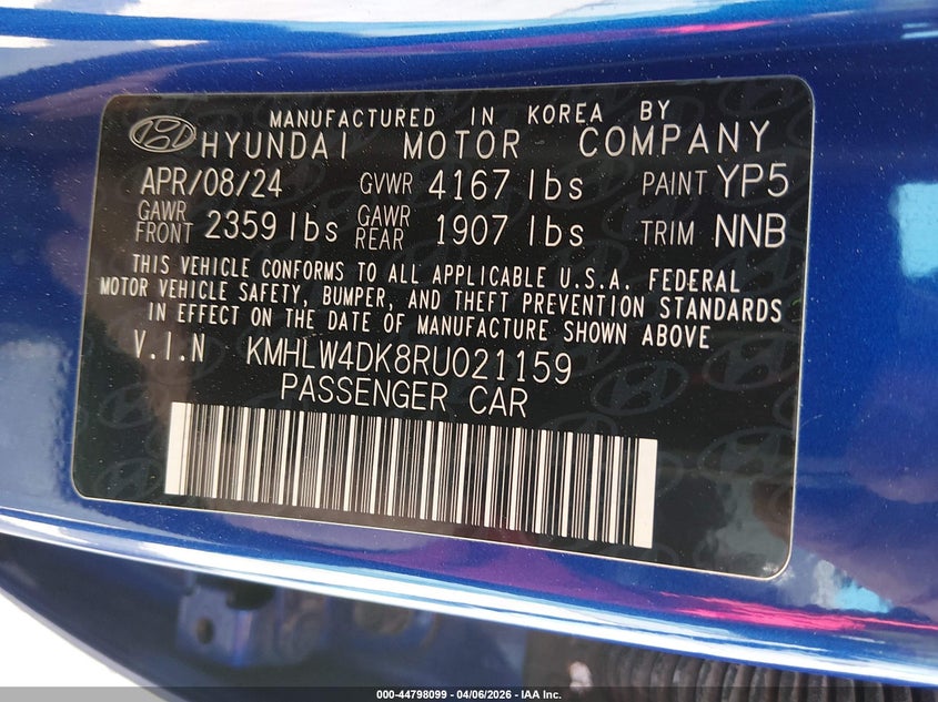 2024 Hyundai Elantra N VIN: KMHLW4DK8RU021159 Lot: 44798099