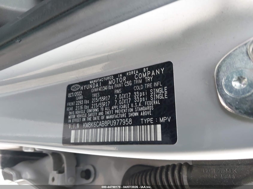 VIN KM8K6CAB8PU977958 2023 HYUNDAI KONA SEL