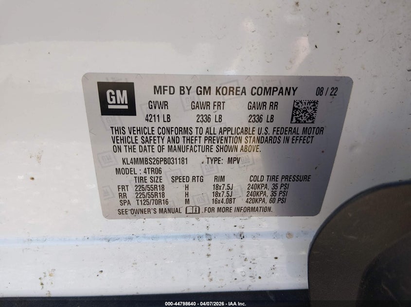 2023 Buick Encore Gx Preferred Fwd VIN: KL4MMBS26PB031181 Lot: 44798640