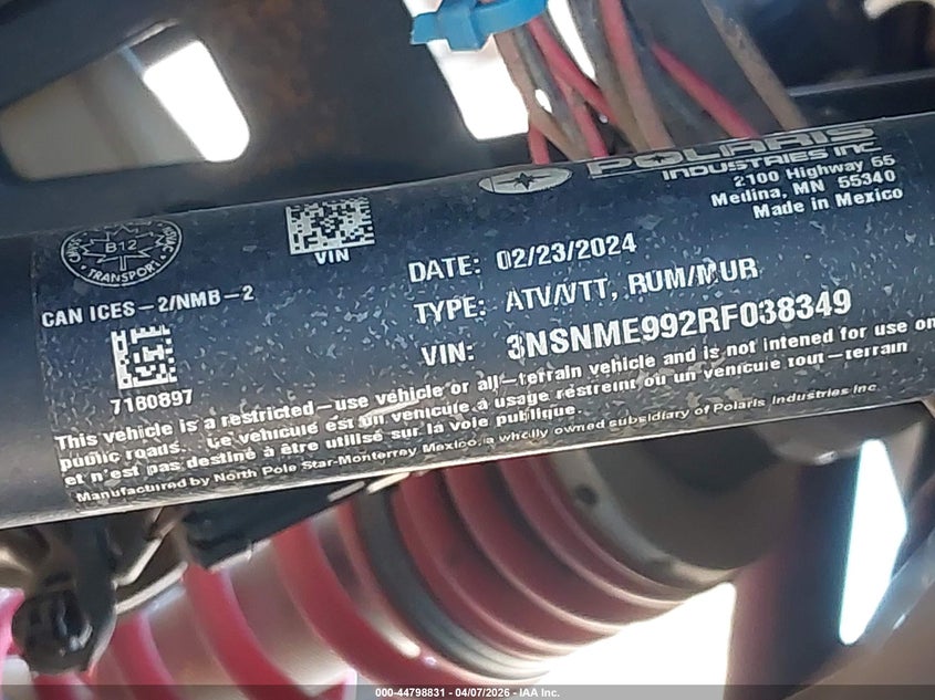 2024 Polaris Rzr Xp 4 1000 Sport VIN: 3NSNME992RF038349 Lot: 44798831