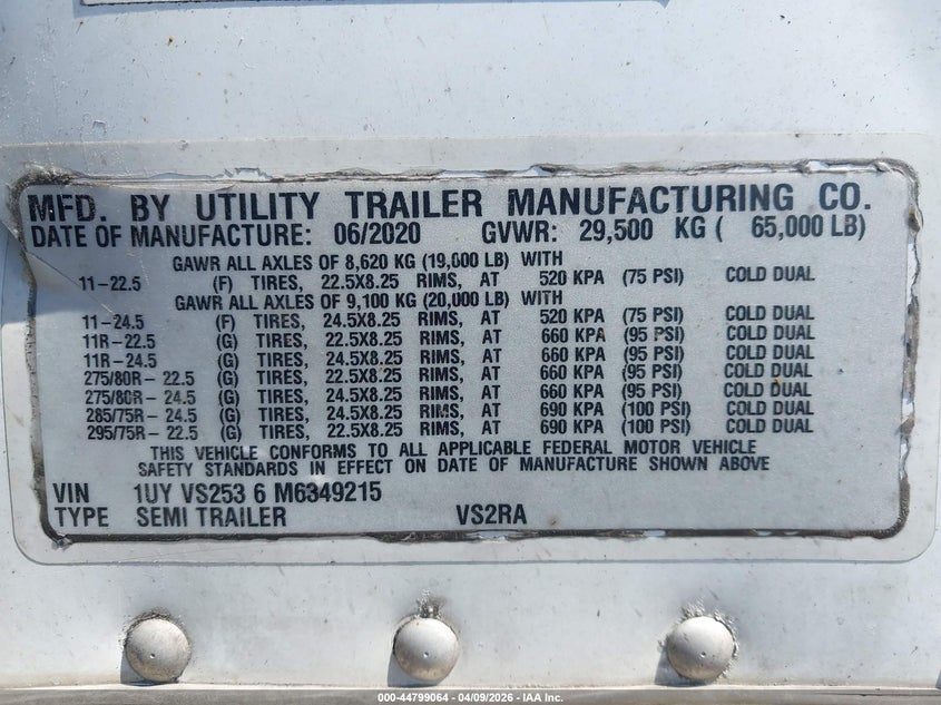 2021 OTHER UTILITY TRAILER MFG UNKNOWN VAN N/A